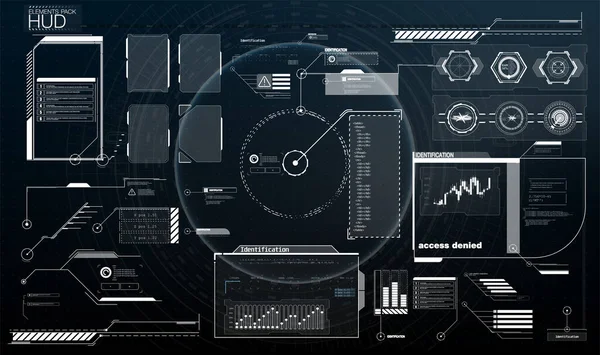 Nastavit Prvky Rozhraní Hud Gui Tituly Popisků Vektoru Nastaveny Futuristické — Stockový vektor