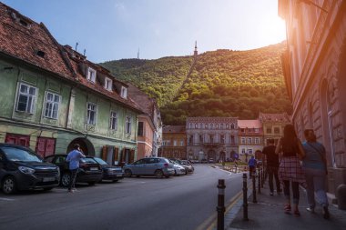 Perspektif manzara eski Avrupa kentinin Brasov, Romanya