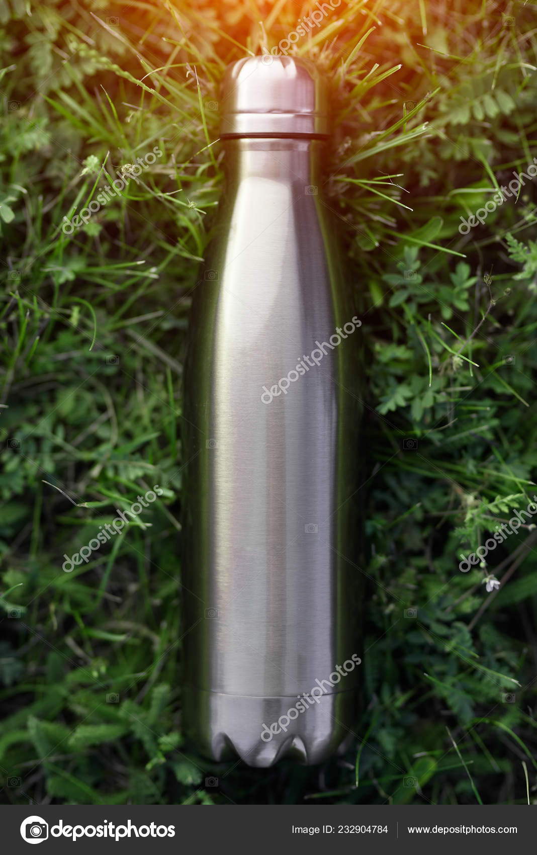 Download Stainless Thermos Water Bottle Blue Color Mockup Isolated Green Grass Stock Photo Image By C Fedcophotography 232904784