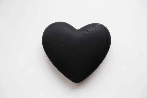 Valentines Day Background Black Textured Heart Isolated White — Stock Photo, Image