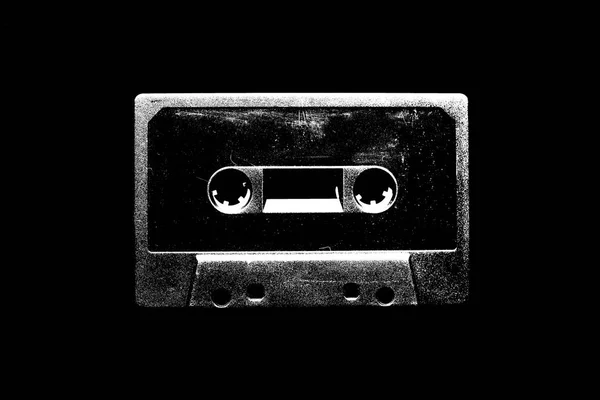 Illustration Cassette Audio Sur Fond Noir Pour Design — Photo