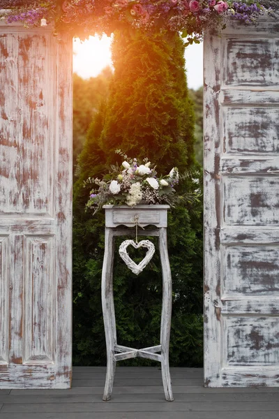 Décoration Bois Fleurs Pour Événements Mariage — Photo