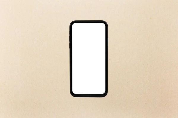 Ekranda Boş Beyaz Maketi Olan Modern Akıllı Telefonun Üst Görüntüsü — Stok fotoğraf