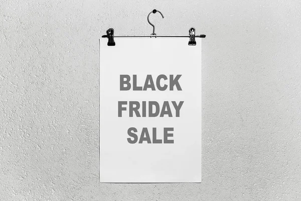 Black Friday Sale Text White Paper Attached Cloth Hanger Grey — Stock Photo, Image