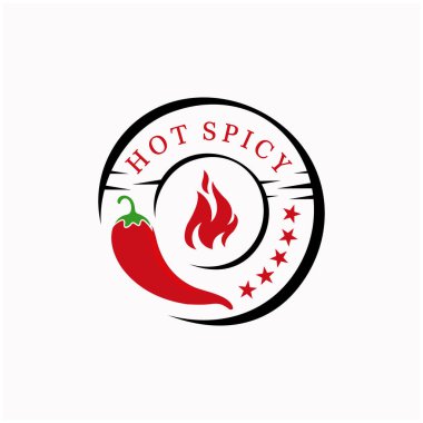 Acılı acı kırmızı biber ve acılı kırmızı biber vektör logosu tasarımı