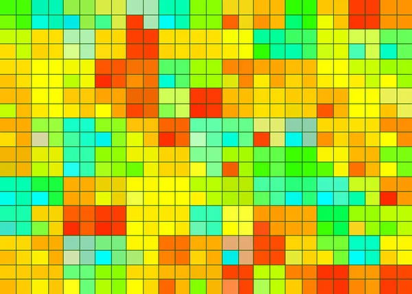 Gelb Grün Rot Orange Quadratisch Abstrakt Hintergrund — Stockvektor
