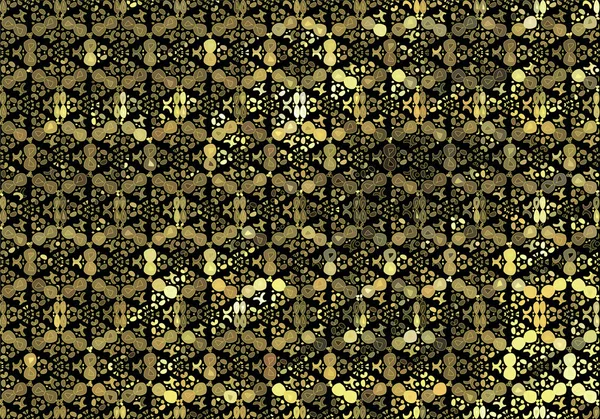 Elegante Diseño Ornamental Dorado Con Elementos Florales Fondo Negro Grueso — Vector de stock