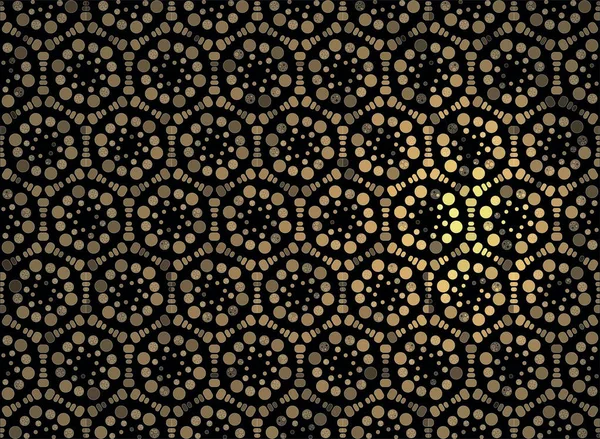 Abstracte Geometrische Mozaïek Naadloze Patroon Zwart Goud Herhalende Achtergrondstructuur — Stockvector