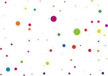 Beyaz zemin üzerine suluboya konfeti. Gökkuşağı renkli BLOB'ları geniş patlama. Renkli parlak el illüstrasyon boyalı. Mutlu kutlama parti arka plan. Muhteşem vektör çizim.