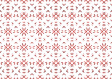 Beyaz zemin üzerine kırmızı rakamlar tekrarladı. Etnik duvar kağıdı. Oklar süsleme ile Dikişsiz yüzey desen tasarım. Edikula ve beşgenler motifi. Dijital kağıt, tekstil baskı, web tasarımı.