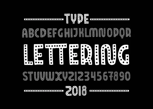 Fonte Dot. Visage dessiné à la main. Illustration de typographie vectorielle. Alphabet design pour logo, lettrage et impressions . — Image vectorielle