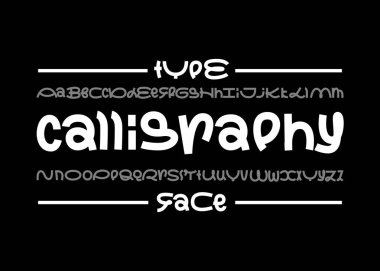 Hat yazı tipi. Satır türü yüz. Vektör tipografi çizim. Alfabe tasarım logo, yazı ve baskı için.