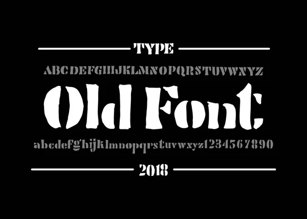 Oude lettertype. Hand getekend type gezicht. Vectorillustratie typografie. Alfabet ontwerp voor logo, belettering en afdrukken. — Stockvector