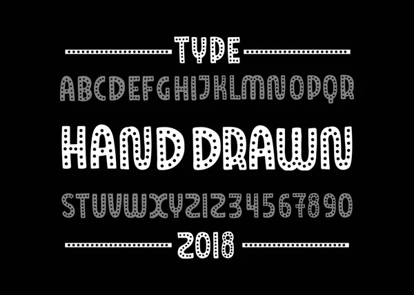 Dot typsnitt. Hand dras typ ansikte. Vektorillustration typografi. Alphabet design för logotyp, bokstäver och utskrifter. — Stock vektor