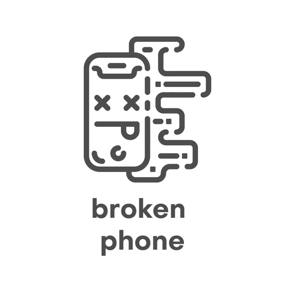 Basit modern satırı simgesi. Telefon işareti kırık. Vektör çizim. Kırık aletleri sembolü.