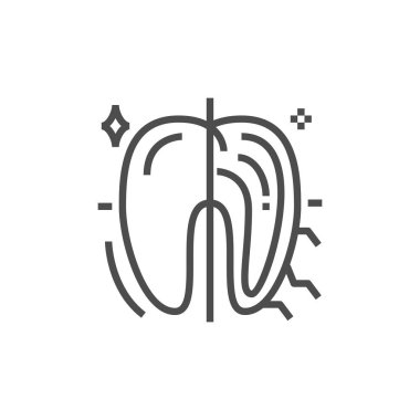 Modern diş hekimi simgesi. Sigorta primi Tıp sembolü. Vektör stomatology çizim. Satır ortodontik piktogram.