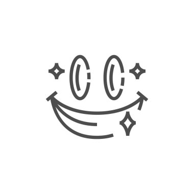 Modern gülümseme simgesi. Sigorta primi Tıp sembolü. Vektör stomatology çizim. Satır ortodontik piktogram.