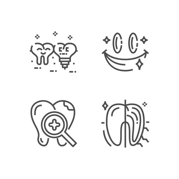 Modern set of dentist clinic icons. Premium medicine symbol collection. Vector stomatology illustration. Line orthodontic pictogram pack. — Stock Vector