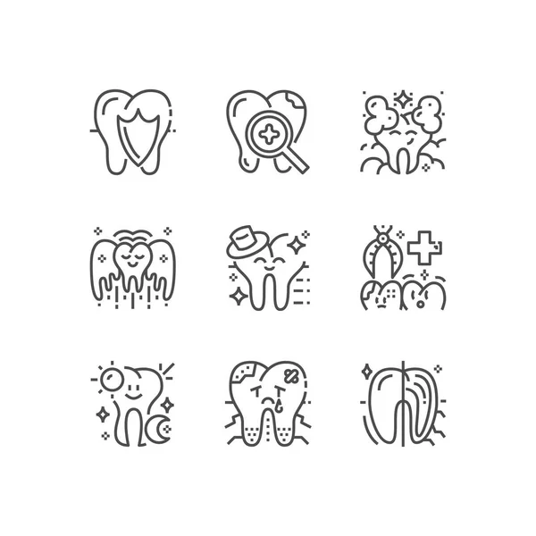 Modern set of dentist clinic icons. Premium medicine symbol collection. Vector stomatology illustration. Line orthodontic pictogram pack. — Stock Vector