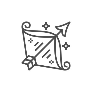 Basit Astroloji simgesi. Sigorta primi burç sembolü. Zodyak vektörel çizimler. Çizgi yay işareti.