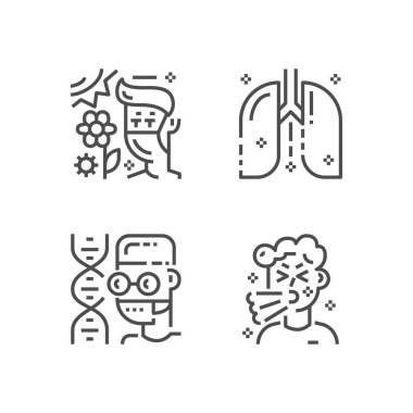 Simple set of allergy icons. Premium medicine symbol collection. Vector illustration. Line allergic pictogram pack. clipart