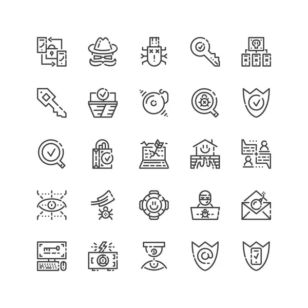 Simple set of cyber security icons. Premium protrct symbol collection. Vector illustration. Line guard pictogram pack. — Stock Vector