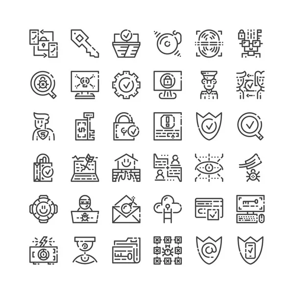 Simple set of cyber security icons. Premium protrct symbol collection. Vector illustration. Line guard pictogram pack. — Stock Vector