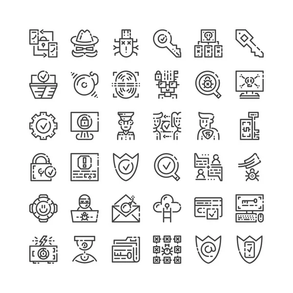 Simple set of cyber security icons. Premium protrct symbol collection. Vector illustration. Line guard pictogram pack. — Stock Vector