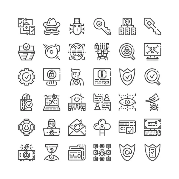 Simple set of cyber security icons. Premium protrct symbol collection. Vector illustration. Line guard pictogram pack. — Stock Vector
