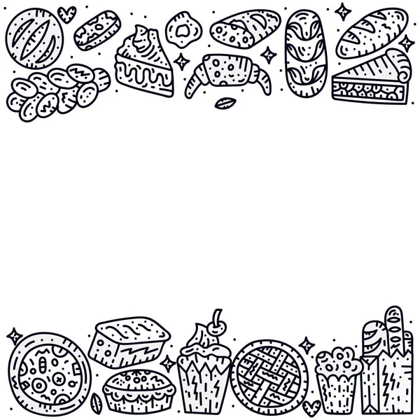 Dikdörtgen fırın metin şablonu. Doodle vektör çizim