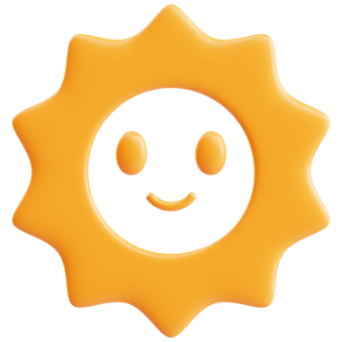 Soyut Sun 3d karikatür biçimindeki simgeyi şeffaf beyaz arkaplanda en az izole edilmiş şekilde görüntüle