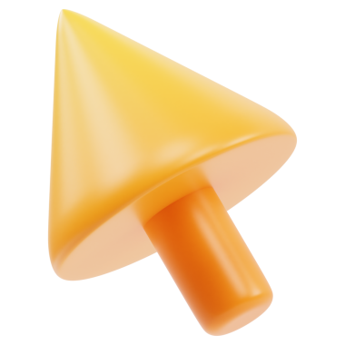 Çizgi film plastik tarzında soyut imleç 3d render simgesi şeffaf beyaz arkaplan üzerinde minimum izole