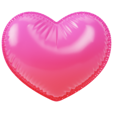 Şişirilebilir Kalp 3d karikatür biçiminde resim simgesi şeffaf beyaz arkaplanda minimal izole edilmiş