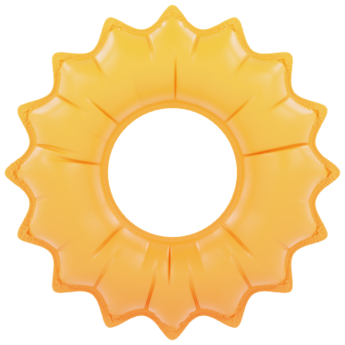 Şişirilebilir Güneş 3d karikatür biçiminde resim simgesi şeffaf beyaz arkaplanda minimal izole edilmiş