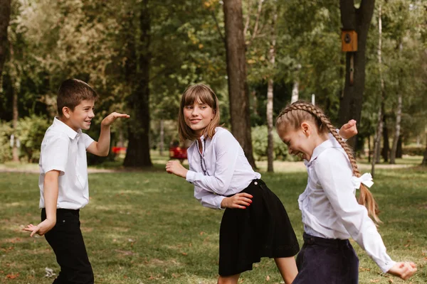 Les Écoliers Amusent Les Enfants Amusent Dans Parc — Photo