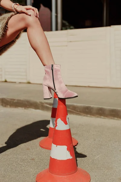 Красиве Стильне Жіноче Взуття Жіночих Ногах — стокове фото