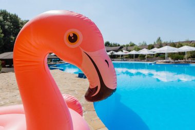 Yaz tatili bir şişme oyuncak ile havuz