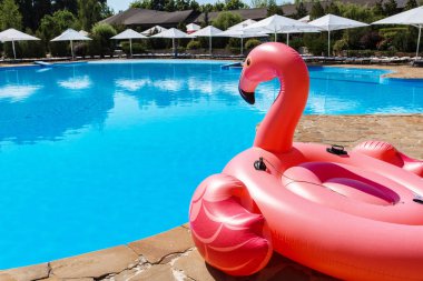 Yaz tatili bir şişme oyuncak ile havuz