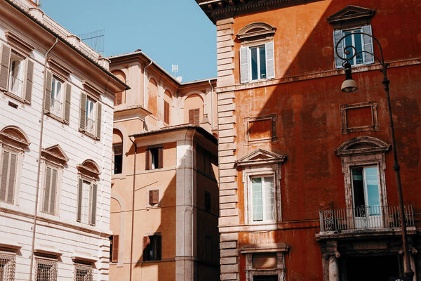 Streets, houses, and sights in Rome. Sunny summer footage from a trip to Italy