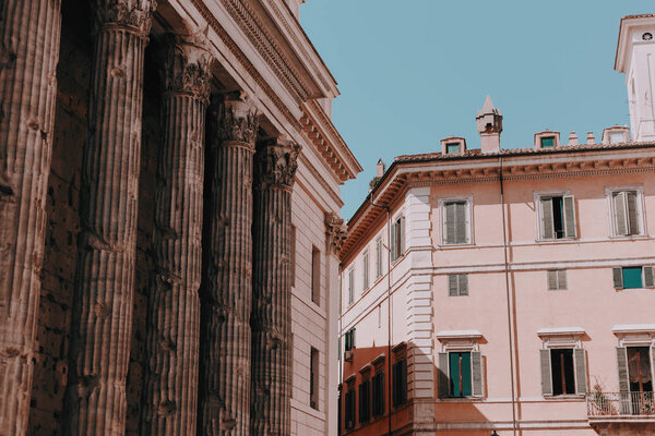 Streets, houses, and sights in Rome. Sunny summer footage from a trip to Italy