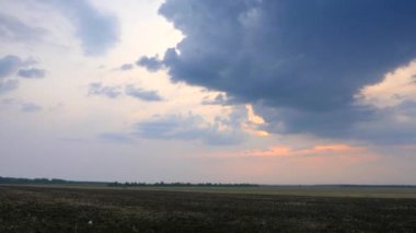 Tarım Tarlası 'nda Araba Kullanmak. Kırsal Arazi Üzerinde Gökyüzü Ufku