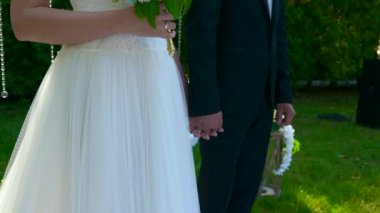 Gelin ve Damat, Doğa Üzerine Düğün Töreni 'nde. 2x Yavaş çekim - 0.5 Hız 60 FPS