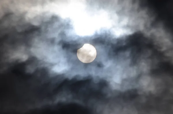 Partial Solar Eclipse in the Cloudy sky.