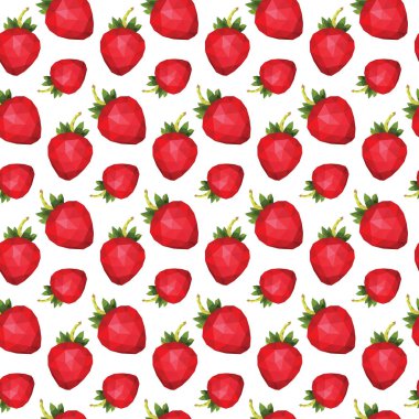 Beyaz arka planda çokgen çilek dikişsiz desen