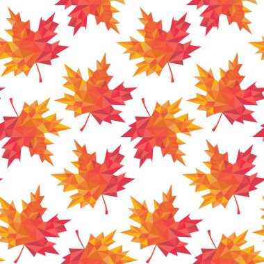 Beyaz bir arka plan üzerinde akçaağaç çokgen yapraklarından Dikişsiz desen