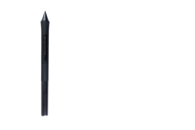 Beyaz arkaplanda kalem bulunan grafik tableti, izole edilmiş, üst görünüm