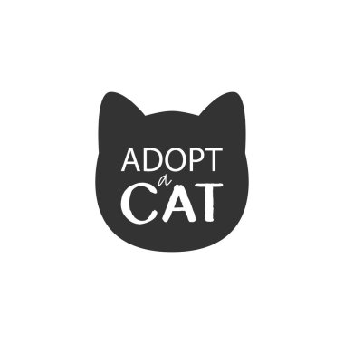Bir kedi logo benimsenmesi. Kedi baş siluet. Vektör