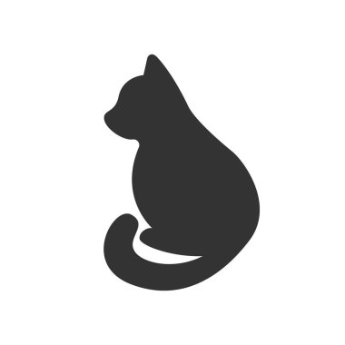 Kedi siluet. Beyaz izole. Vektör.