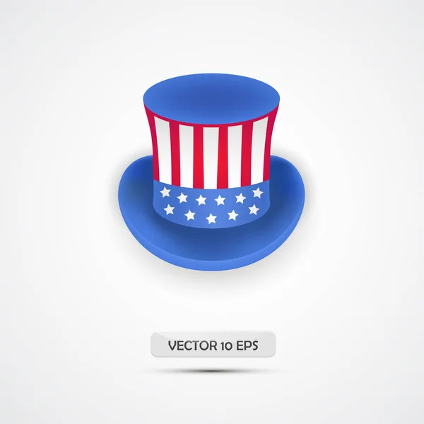 Chapéu Tio Sams para Férias Americanas. Chapéu superior patriótico americano . —  Vetores de Stock