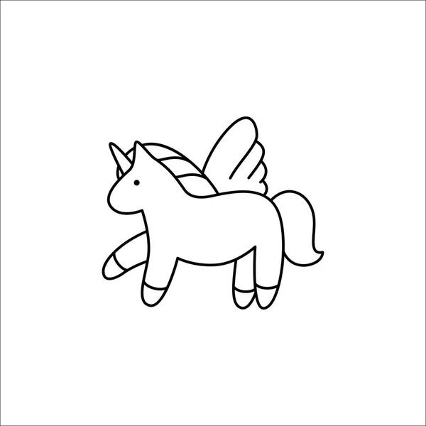 Unicorn. Vektor ilustrasi. Ikon baris. Unicorn yang lucu - Stok Vektor